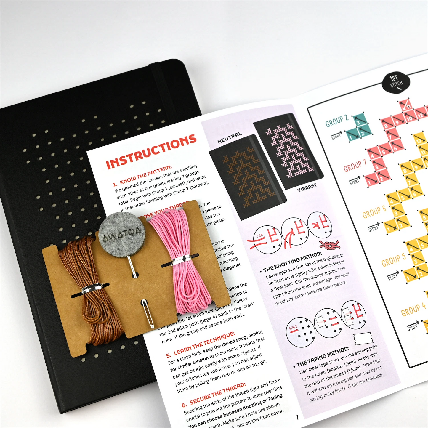 TUKUTUKU NOTEBOOK DIY Kit - Poutama pattern (Black)