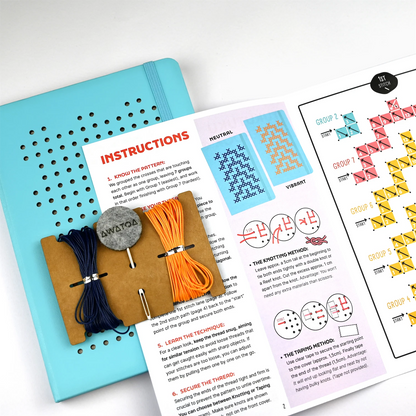 TUKUTUKU NOTEBOOK DIY Kit - Poutama pattern (Blue)