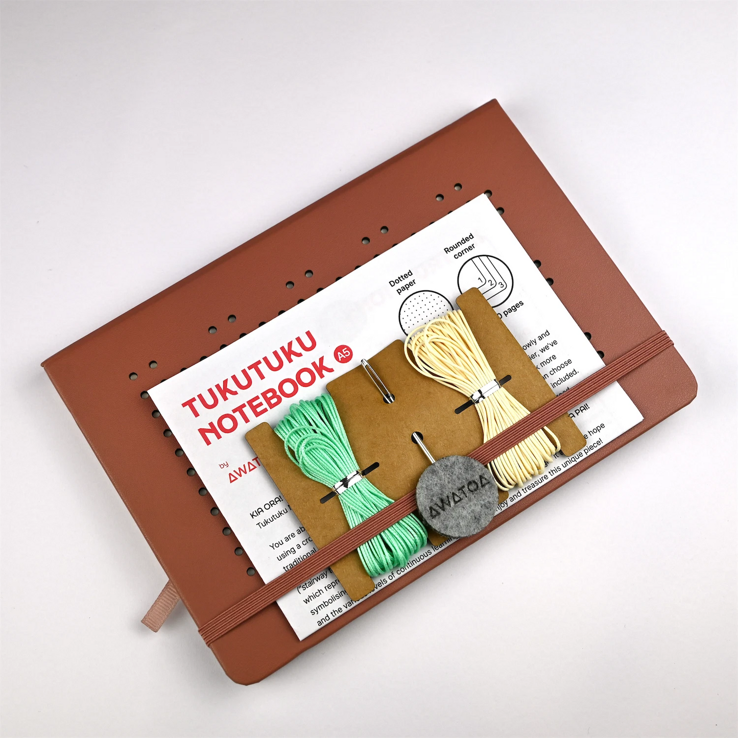 TUKUTUKU NOTEBOOK DIY Kit - Poutama pattern (Brown)