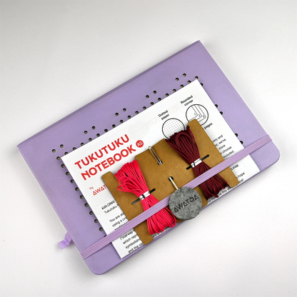 TUKUTUKU NOTEBOOK DIY Kit - Poutama pattern (Purple)
