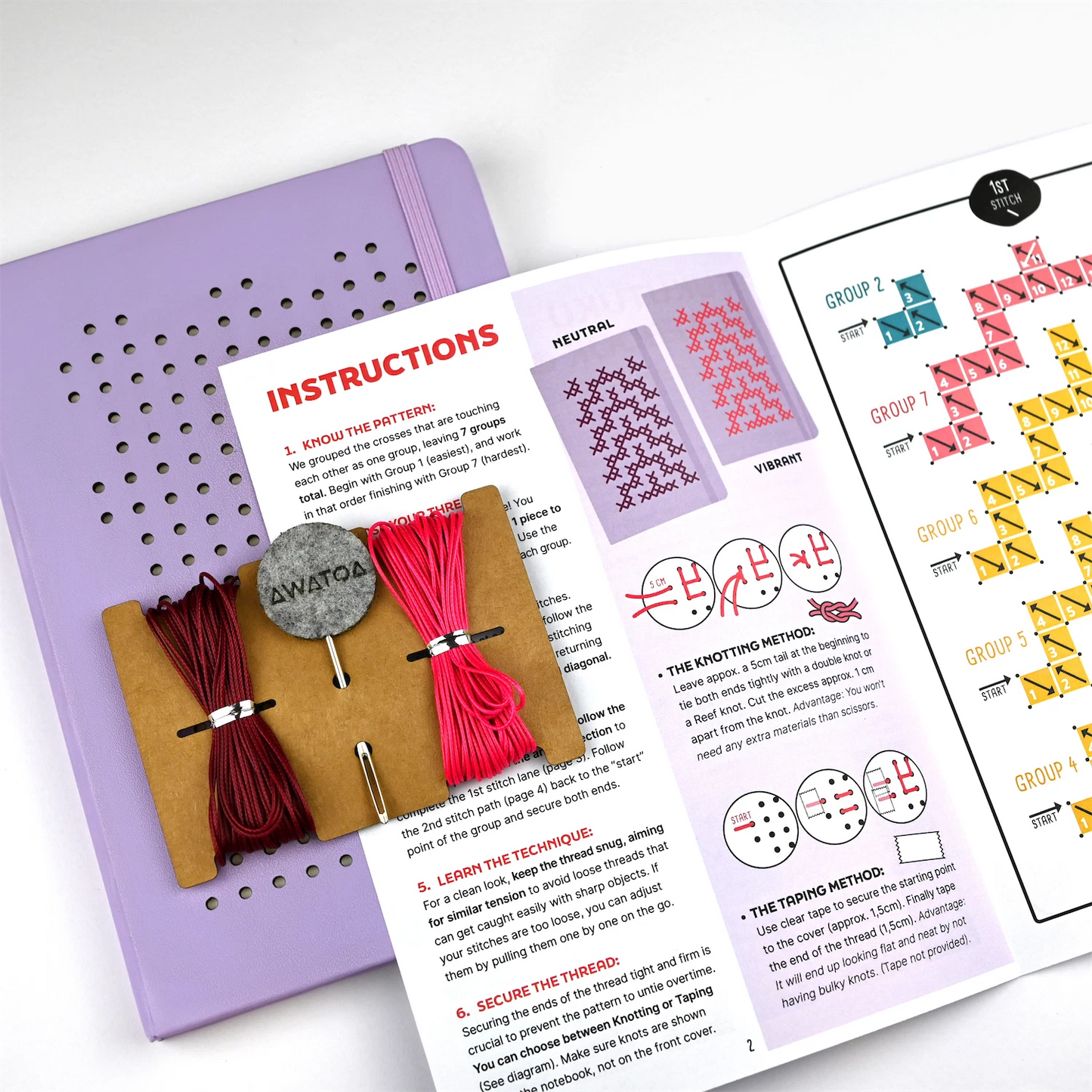 TUKUTUKU NOTEBOOK DIY Kit - Poutama pattern (Purple)