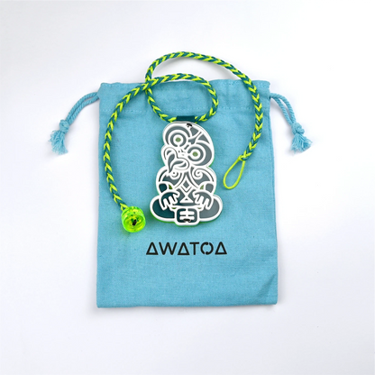 HEI TIKI double sided pendant - Velvet edition (Teal/Lime)