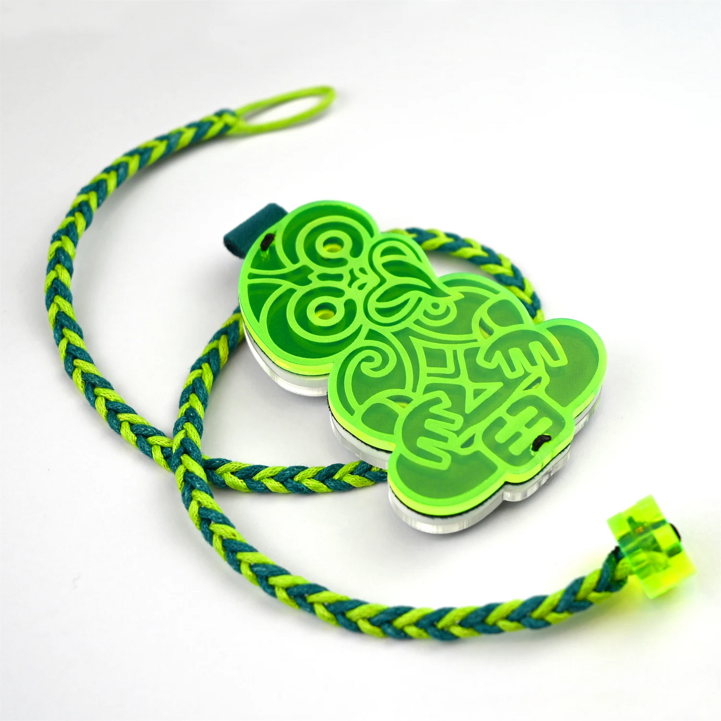 HEI TIKI double sided pendant - Velvet edition (Teal/Lime)