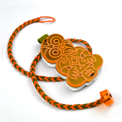 HEI TIKI double sided pendant - Velvet edition (Olive/Orange)